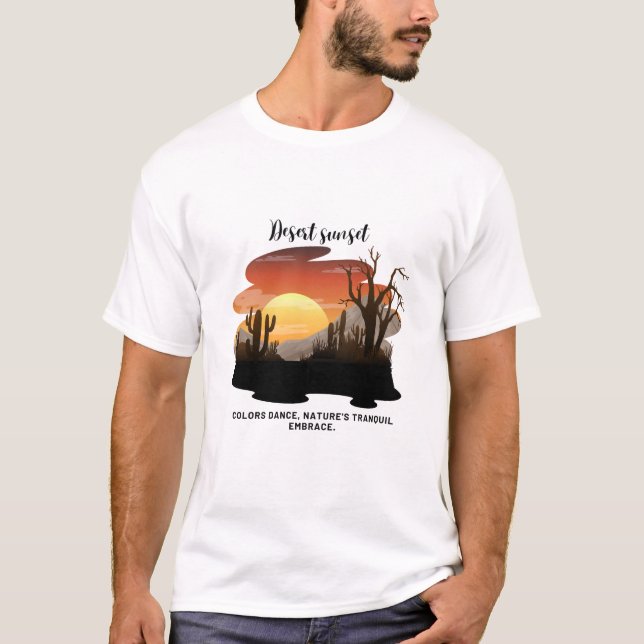 Camiseta Teto Sunset do Deserto Vibrante para Homens (Frente)