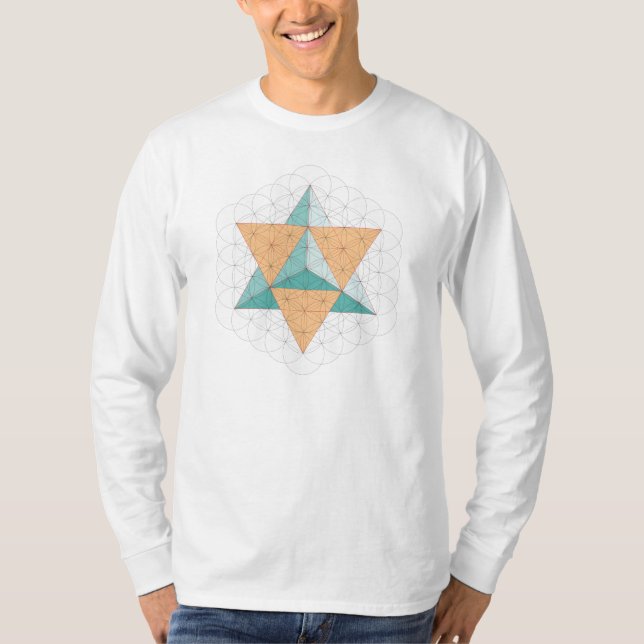 Camiseta Tetraedro da estrela de Merkaba na flor da vida (Frente)
