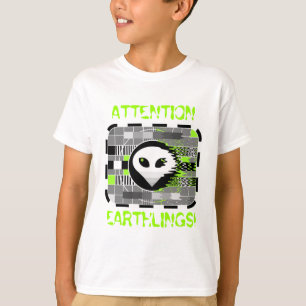 Camiseta Tevê da "EARTHLINGS da alienígena ATENÇÃO!" o