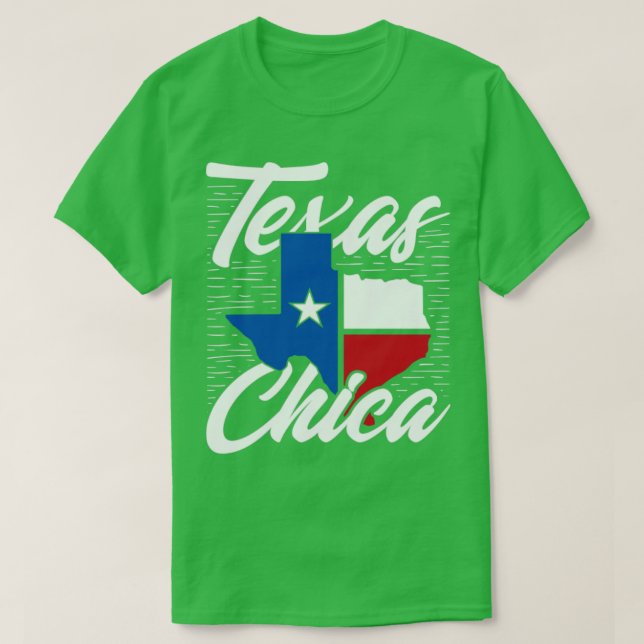 Camiseta Texas Americano Chica Flag Texan (Frente do Design)