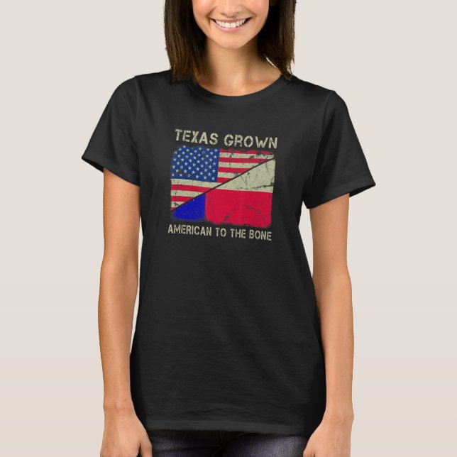 Camiseta Texas Cultivou Americano Para O Estado De Bone, Te (Frente)