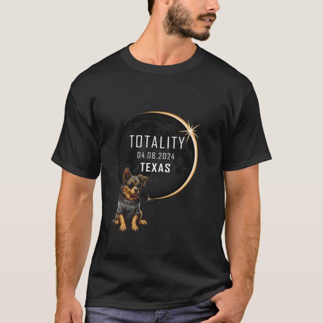 Camiseta TEXAS Eclipse Solar Total 2024 Óculos Cachorros En (Frente)