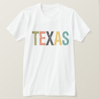 Camiseta Texas em letras de cores retrorreflectoras desbota