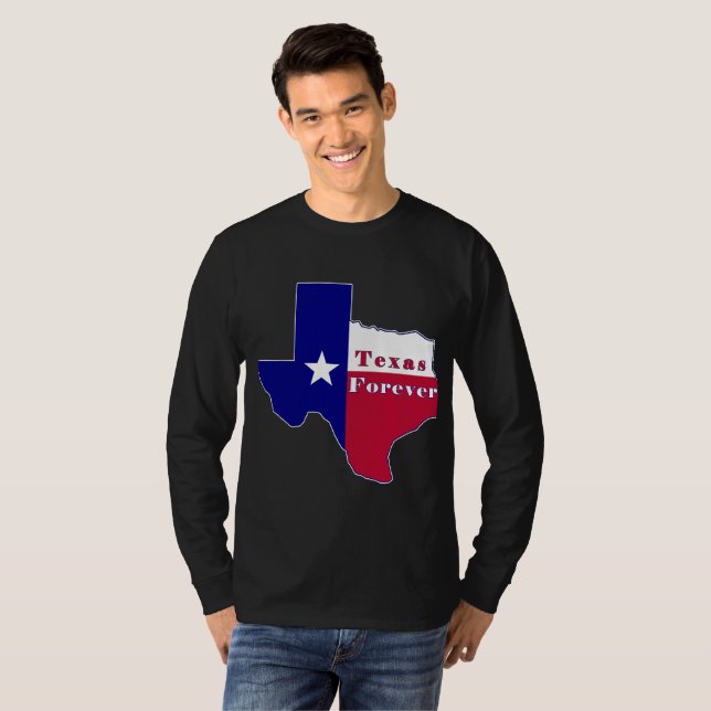 Camiseta Texas embandeira para sempre o mapa (Frente Completa)