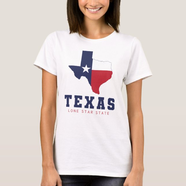 Camiseta Texas, Estado da Estrela Solitária, Mapa da Bandei (Frente)