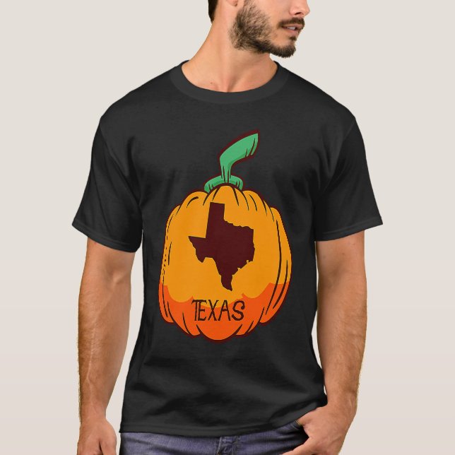Camiseta Texas EUA Estado Pumpkin Halloween Art Fall Season (Frente)