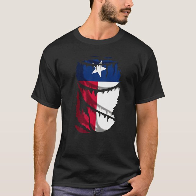 Camiseta Texas Flag Broken Or Torn Tecido Effect Usa (Frente)