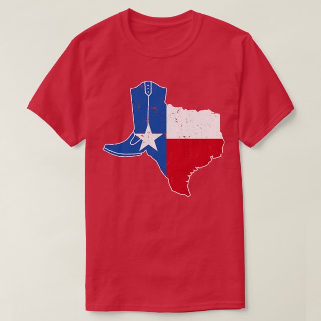Camiseta Texas Flag Cowboy Boot Cattleman (Frente do Design)