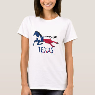 Camiseta Texas Flag Horse Running E Texas Letters
