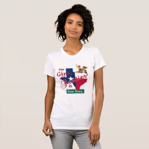 Camiseta Texas Flag Shape CUSTOM Cowgirl Meninas São Mais 
