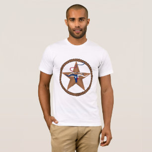 Camiseta Texas Flag Steer Head Com Corda E Estrela
