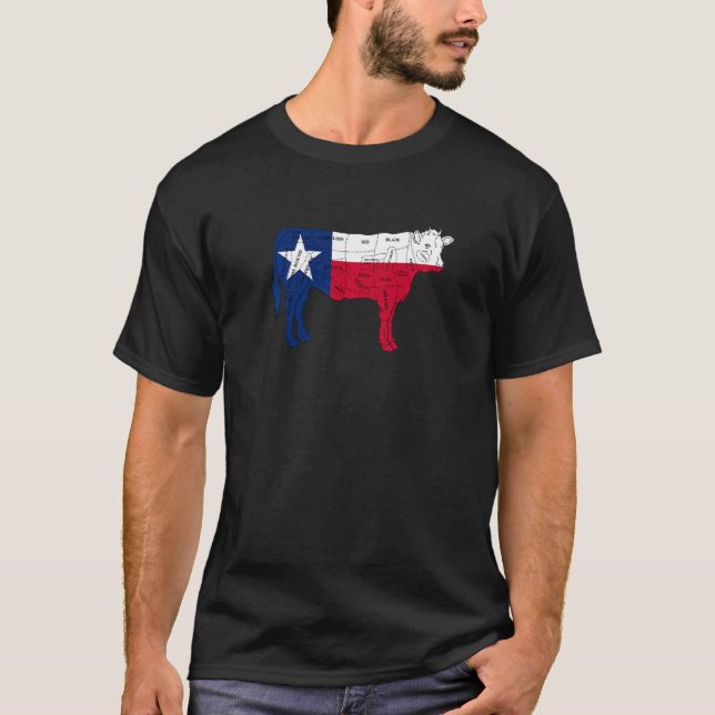 Camiseta Texas Flag  Texas Beef Cuts Barbecue  Texas Beef (Frente)