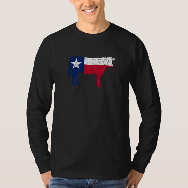 Camiseta Texas Flag  Texas Beef Cuts Barbecue  Texas Beef (Frente)