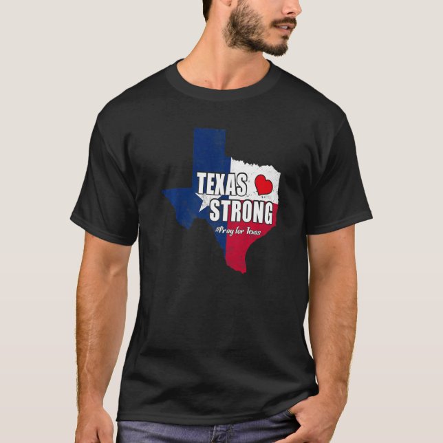 Camiseta Texas Forte Reze Para O Mapa De Bandeiras Do Texas (Frente)