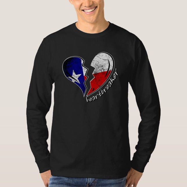 Camiseta Texas Heartbreak Texas Flag Broken Heart Texan H (Frente)
