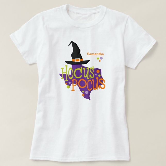 Camiseta Texas Hocus Pocus Halloween (Frente do Design)