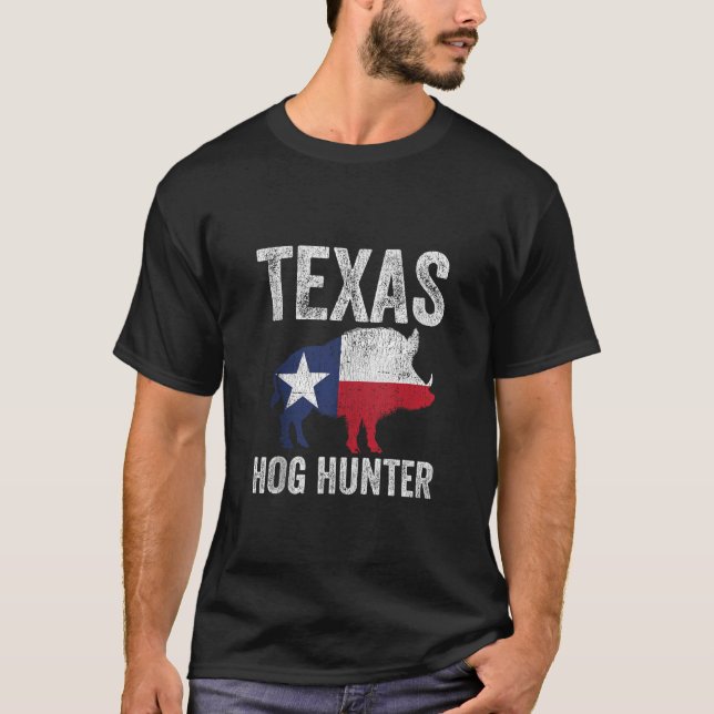 Camiseta Texas Hog Hunter Feral Boar Caça Estado do Texas F (Frente)