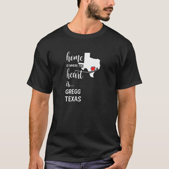 Camiseta Texas Home É Onde O Coração Está O Condado De Greg (Frente)