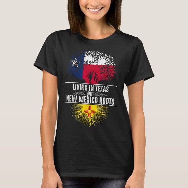 Camiseta Texas Home New Mexico Roots State Tree Flag Love G (Frente)