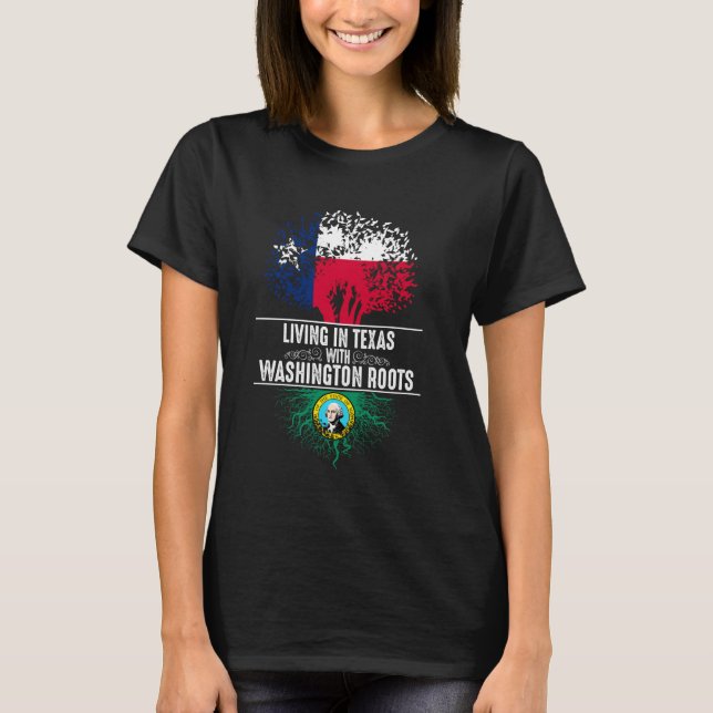 Camiseta Texas Home Washington Roots State Tree Flag Love (Frente)