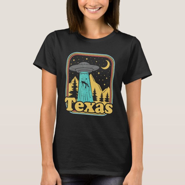 Camiseta Texas Hometown Native Ufo Alienígena 80s Retro Sta (Frente)