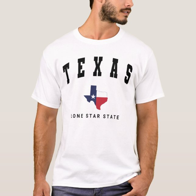 Camiseta Texas, Lone Star State Flag Map Men's White (Frente)