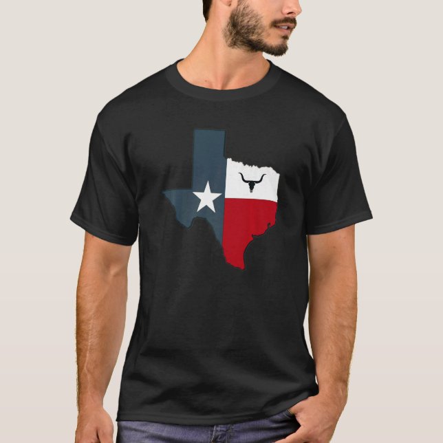 Camiseta Texas Longhorn Lone Star Texas Flag (Frente)