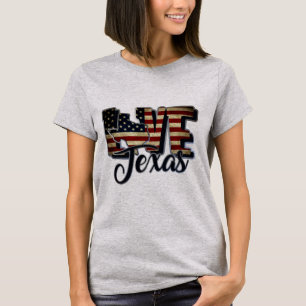 Camiseta Texas Love American Flag Star E Stripes