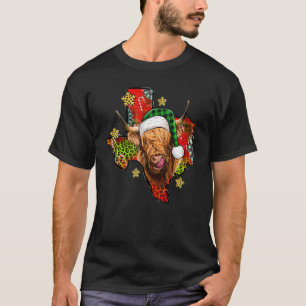 Camiseta Texas Map Feliz Chrismtas Papais noeis Scottish Hi