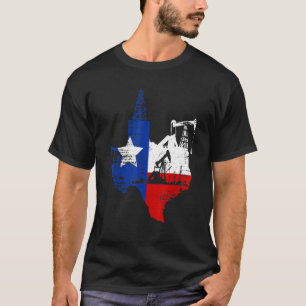 Camiseta Texas Map Oildfield Worker Gasolina Petroleum EUA