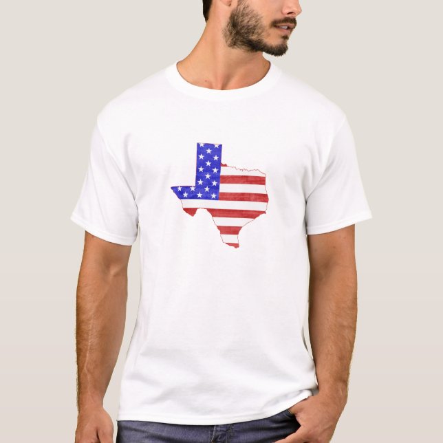 Camiseta Texas Map Shaped American Flag Patriotic Texan (Frente)