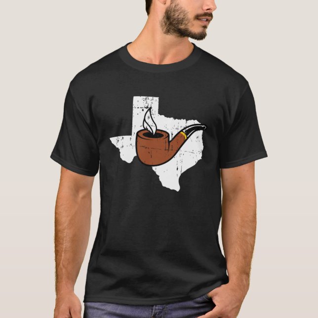 Camiseta Texas Map Tobacco Pipe Smoking Hobby Briar Pipe Sm (Frente)