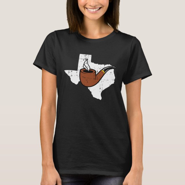 Camiseta Texas Map Tobacco Pipe Smoking Hobby Briar Pipe Sm (Frente)
