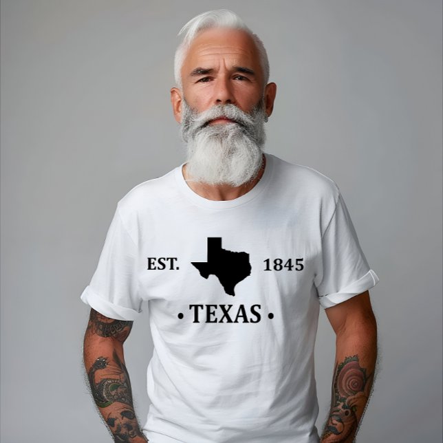 Camiseta Texas mapeia preto no estado de estrela solitária (Criador carregado)