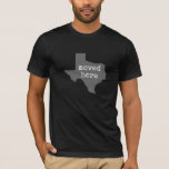 Camiseta Texas: movido aqui<br><div class="desc">A camisa perfeita para qualquer um que recentemente se transportou a Texas e quer caber dentro tendo uma camisa com o estado do Texas nela.</div>