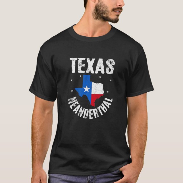 Camiseta Texas Neanderthal Pensando Funny American Flag (Frente)