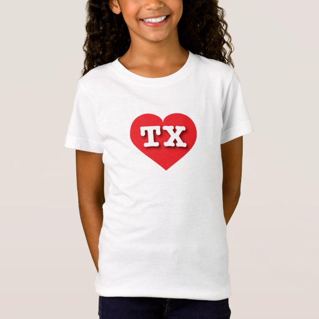Camiseta Texas Red Heart - Eu adoro TX (Frente)