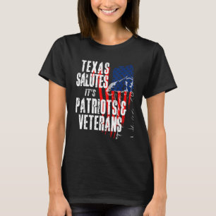 Camiseta Texas Saludia Seus Patriotas E Veteranos Americano