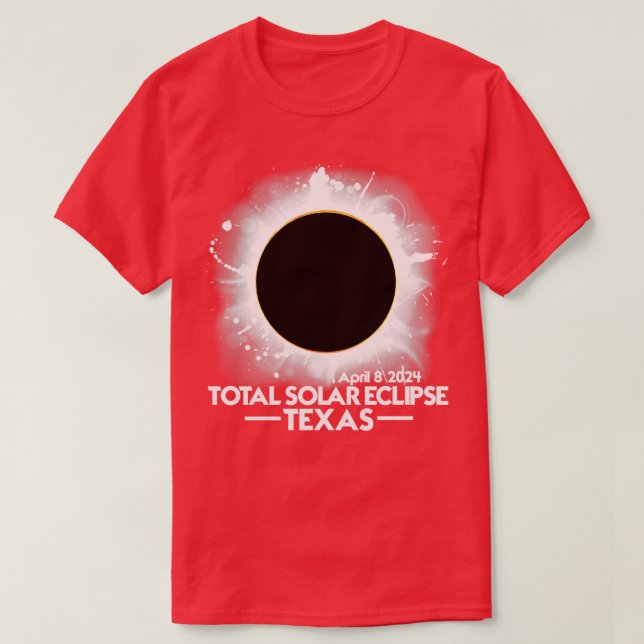 Camiseta TEXAS Total Eclipse Solar 2024 Abril 8 America Tot (Frente do Design)