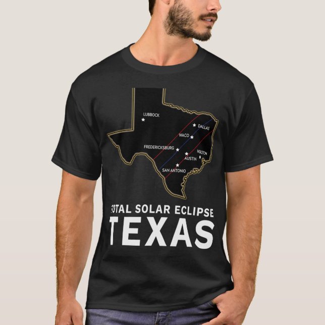 Camiseta Texas Total Solar Eclipse 2024 Caminho Da Totalida (Frente)