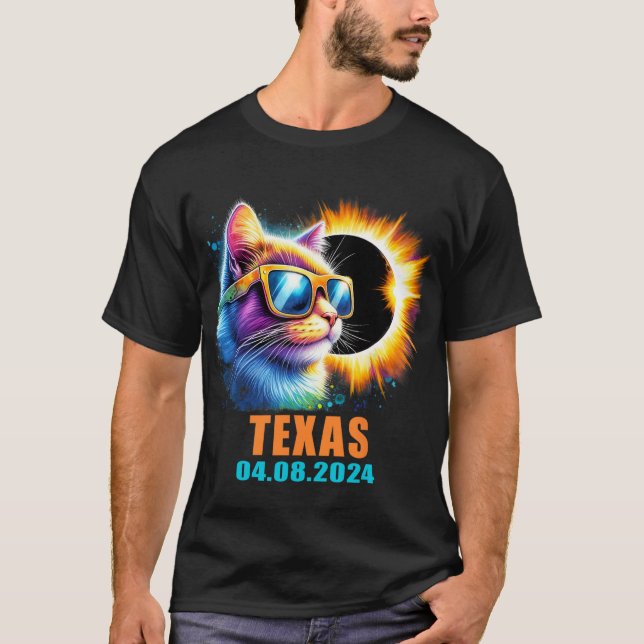 Camiseta Texas Total Solar Eclipse 2024 Cat Solar Eclipse G (Frente)