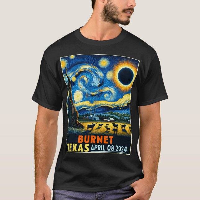 Camiseta Texas Total Solar Eclipse 2024 Starry Night (Frente)