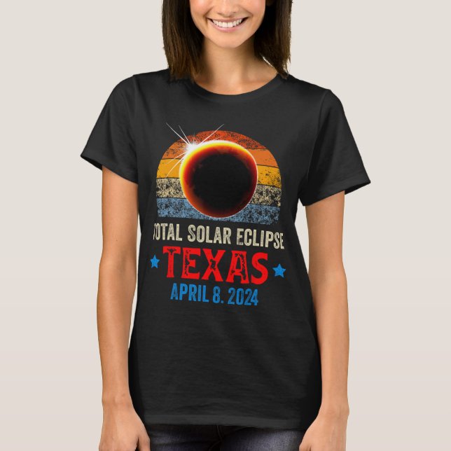 Camiseta Texas Total Solar Eclipse 8 de abril de 2024 Texas (Frente)