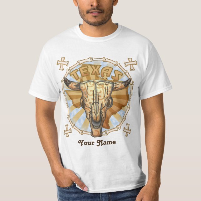 Camiseta Texas Tribal Cow Skull (Frente)