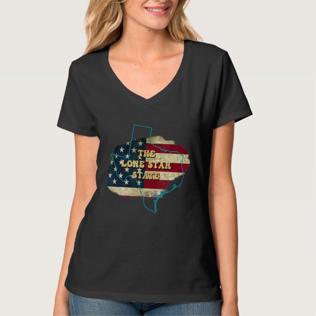Camiseta Texas Tx Us Flag Motto (Frente)