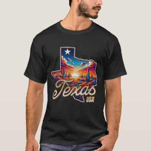 Camiseta Texas USA Retro Sunset Desert