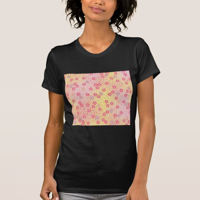 Camiseta Têxtil KIMONO Japonês, Padrão de Blossomas de Cere (Frente)