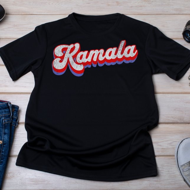 Camiseta Texto 3D do Kamala Vermelho e Azul (Criador carregado)
