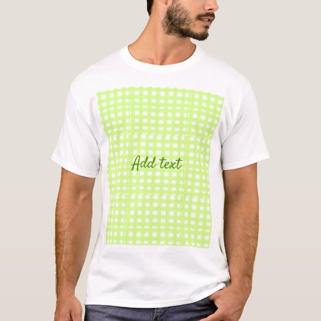 Camiseta Texto adicional personalizado do ginham de xadrez  (Frente)