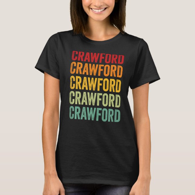 Camiseta Texto Arco-Íris do Condado de Crawford Iowa (Frente)